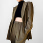 1980s VOTRE NOM Paris Olive Green Relaxed Style Double Breasted Pant Suit Set - Sz. S/M