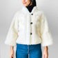 1980s Cream Faux Fur Crop A-line Bell-Sleeve Lined Jacket - Sz. XS / S