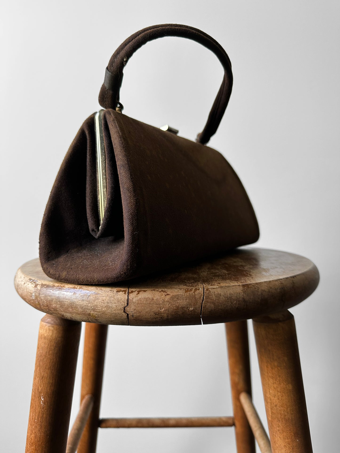 1950s Caron of Houston Black Brown Top Handle Carved Celluloid Handbag