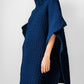 Handknit Oversized High Neck Indigo Blue Poncho Sweater - Sz. O/S