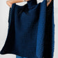 Handknit Oversized High Neck Indigo Blue Poncho Sweater - Sz. O/S