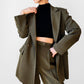 1980s VOTRE NOM Paris Olive Green Relaxed Style Double Breasted Pant Suit Set - Sz. S/M