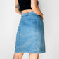 1990s Blue Soft Chambray Side Button Jean Skirt - Sz. Small