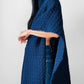 Handknit Oversized High Neck Indigo Blue Poncho Sweater - Sz. O/S