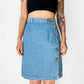 1990s Blue Soft Chambray Side Button Jean Skirt - Sz. Small