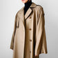 1980s Tan Wool Double Breasted Trench Duster Coat - Sz. S/M