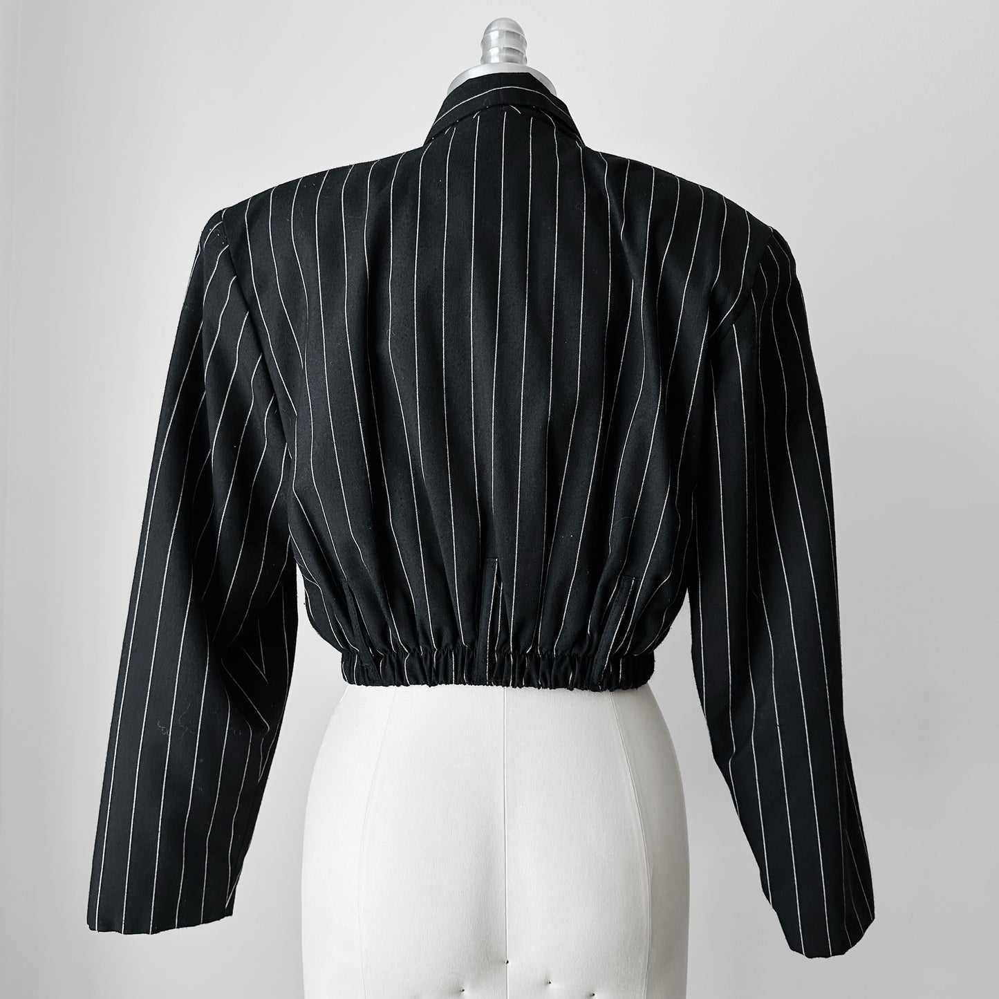 1980s Black and White Pinstripe Two Piece Suit - Sz. SM