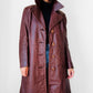 1970s Long Tapered Waist Auburn Brown Soft Leather Quilted Lining Coat