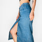 1990s - 2000s Blue Soft Chambray Tommy Hilfiger Front Button Jean Skirt - Sz. Small