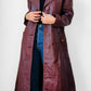 1970s Long Tapered Waist Auburn Brown Soft Leather Quilted Lining Coat