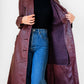 1970s Long Tapered Waist Auburn Brown Soft Leather Quilted Lining Coat