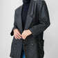 1980s Black and Silver Metallic Textured Weave Patterned Double Breasted Blazer - Sz. S/M