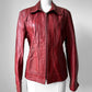 Vintage 1970s Maroon Red Zip Front Leather Jacket - Sz. M