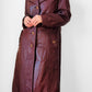 1970s Long Tapered Waist Auburn Brown Soft Leather Quilted Lining Coat