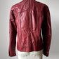 Vintage 1970s Maroon Red Zip Front Leather Jacket - Sz. M