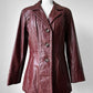 70s Maroon Tapered Waist Leather Jacket  - Sz. S/M