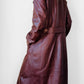 1970s Long Tapered Waist Auburn Brown Soft Leather Quilted Lining Coat