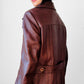 1970s Long Tapered Waist Auburn Brown Soft Leather Quilted Lining Coat