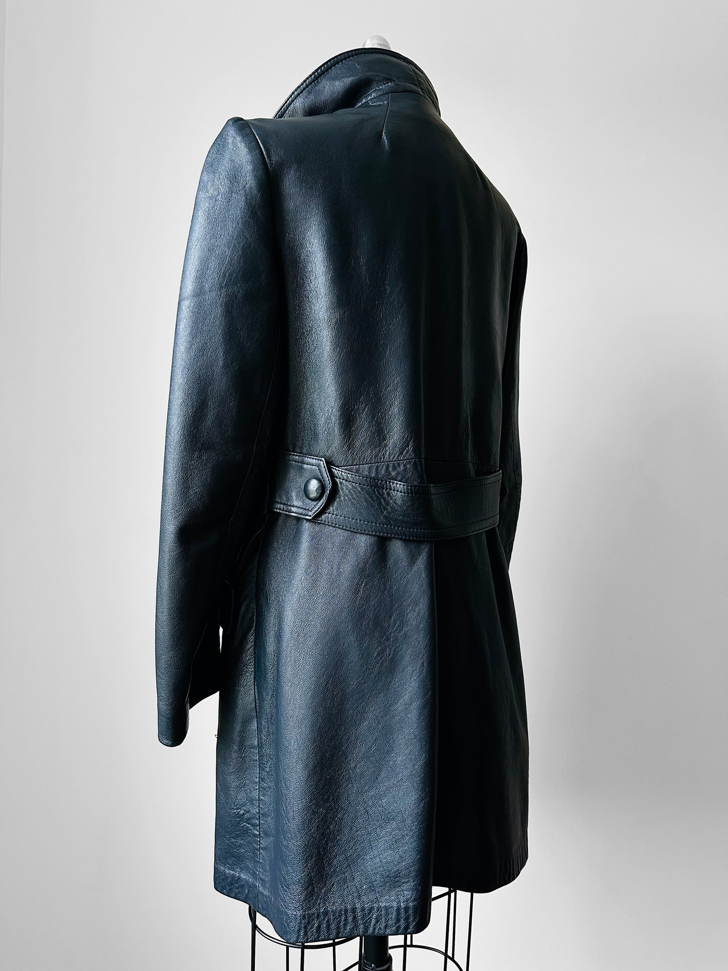 70s Dark Navy Button Front Butter Soft Leather Jacket - Sz. S/M