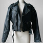 80s Black Short Waist Leather Biker Jacket - Sz. S/M