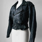 80s Black Short Waist Leather Biker Jacket - Sz. S/M