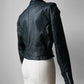80s Black Short Waist Leather Biker Jacket - Sz. S/M