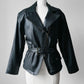 80s Black Peplum Belted Butter Soft Biker Inspired Leather Jacket - Sz. M