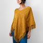 1970s Golden Yellow Fringe Chenille Made in Canada Shawl - Sz. S/M