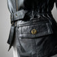 80s Black Peplum Belted Butter Soft Biker Inspired Leather Jacket - Sz. M