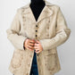 Vintage 1940s - 1950s Light Tan Snap-Button Suede Jacket with Embossed Southwestern/Aztec Designs - Sz. S/M
