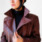 1970s Long Tapered Waist Auburn Brown Soft Leather Quilted Lining Coat