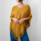 1970s Golden Yellow Fringe Chenille Made in Canada Shawl - Sz. S/M