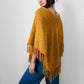 1970s Golden Yellow Fringe Chenille Made in Canada Shawl - Sz. S/M