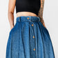 1970s - 1980s WRANGLER Button Front Blue Chambray Jean Skirt - Sz. Sm.