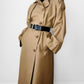 1980s Tan Wool Double Breasted Trench Duster Coat - Sz. S/M