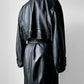 80s - 90s Black Buttery Soft Belted Leather Trench Coat - Sz. S/M