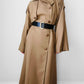 1980s Tan Wool Double Breasted Trench Duster Coat - Sz. S/M