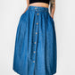 1970s - 1980s WRANGLER Button Front Blue Chambray Jean Skirt - Sz. Sm.