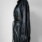 80s - 90s Black Buttery Soft Belted Leather Trench Coat - Sz. S/M