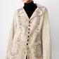Vintage 1940s - 1950s Light Tan Snap-Button Suede Jacket with Embossed Southwestern/Aztec Designs - Sz. S/M