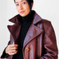 1970s Long Tapered Waist Auburn Brown Soft Leather Quilted Lining Coat