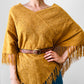 1970s Golden Yellow Fringe Chenille Made in Canada Shawl - Sz. S/M