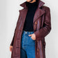 1970s Long Tapered Waist Auburn Brown Soft Leather Quilted Lining Coat