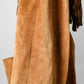 1980s Tan Suede Leather Fringe Patched Belted Jacket - Sz. L