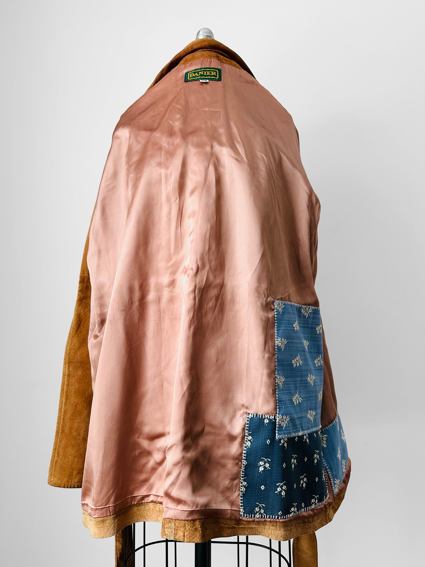 1980s Tan Suede Leather Fringe Patched Belted Jacket - Sz. L