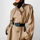 1980s Tan Wool Double Breasted Trench Duster Coat - Sz. S/M