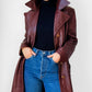 1970s Long Tapered Waist Auburn Brown Soft Leather Quilted Lining Coat