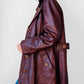 1970s Long Tapered Waist Auburn Brown Soft Leather Quilted Lining Coat