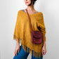 1970s Golden Yellow Fringe Chenille Made in Canada Shawl - Sz. S/M