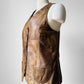 70s Brown Snap Button Fitted Leather Vest - Sz. Small
